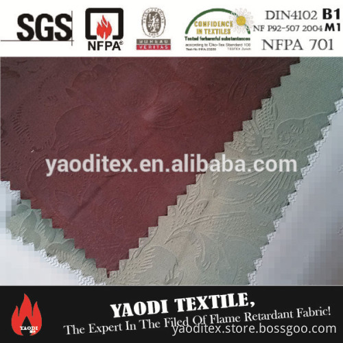 Wholesale 100% polyester flame retardant fire resistant matt embossed blackout curtain fabric
